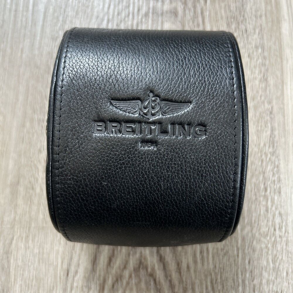 Breitling 1884 Empty Black Storage Watch Case Original Leather without Outer Box